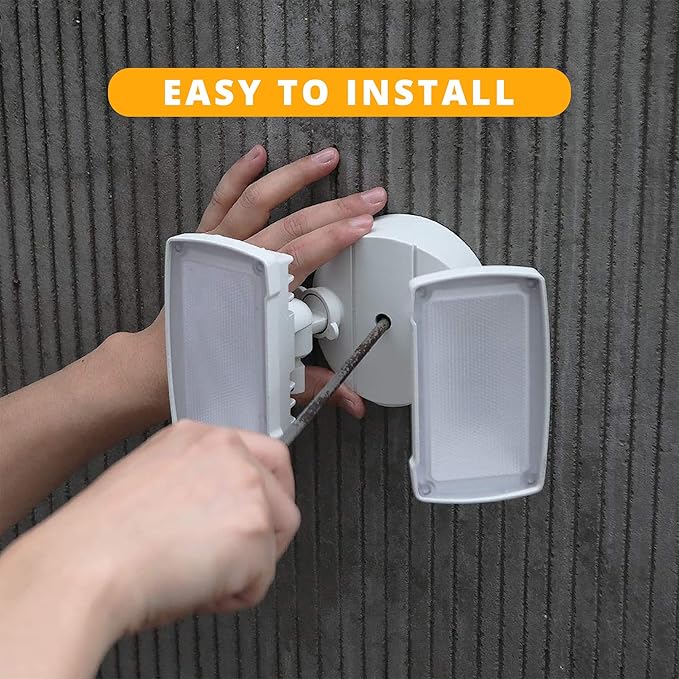 UME 2-Pack 19W Dusk to Dawn LED Security Light Outdoor, 2 Adjustable Head, 2000LM, 5000K, IP65 Waterproof, Super Bright Flood Light with Photocell for Garage,Yard,Exterior,Entryway(White)