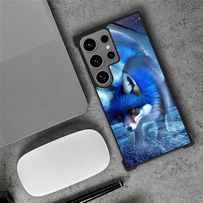 for Samsung Galaxy S24 Ultra Case, Snowy Mountain Fox Lake Pattern Graphic Design Girl Boy Soft Silicone Hard Acrylic Shock Protection for Samsung Galaxy S24 Ultra