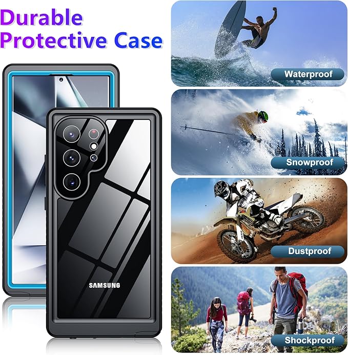 2025 New for Samsung Galaxy S24 Ultra Case Waterproof, [Built-in Camera & Screen Protector][Military Grade Shockproof][IP68 Underwater][Dustproof][Dropproof] Full Body Phone Case for S24 Ultra 6.8"