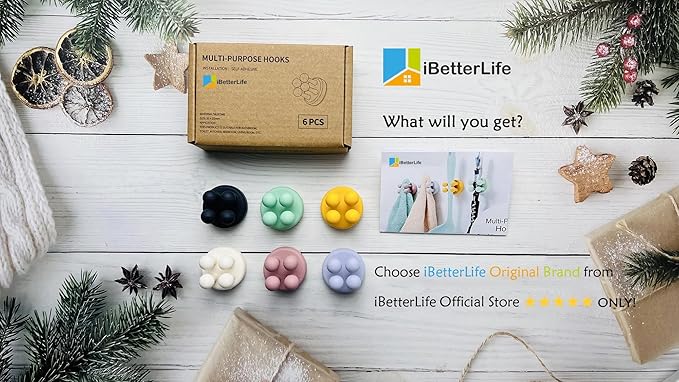 iBetterLife Adhesive Silicone Toothbrush Holder - 6Pcs Multi-Function Waterproof Wall Mounted Single Hook for Hanging Tooth Brushing, Utility Plug Holder for Bathroom Kitchen Living Room Office, Green