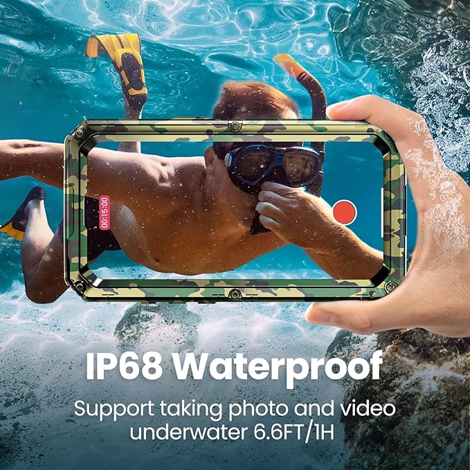 Mitywah Waterproof Case for iPhone 16e and for iPhone 17e, Shockproof Heavy Duty Case with Built-in Screen Protector, Underwater Full Body Protective Metal Case 6.1 inch, Camouflage