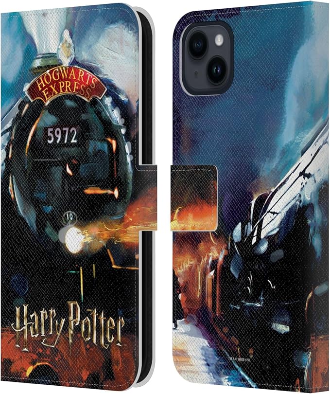 Head Case Designs Officially Licensed Harry Potter Hogwarts Express Prisoner of Azkaban II Leather Wallet Case Compatible with Apple iPhone 15 Plus