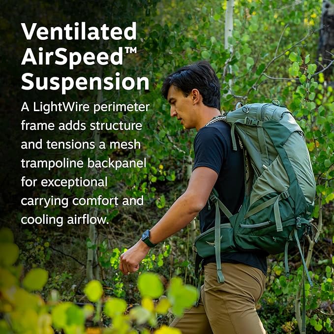 Osprey Stratos 36L Men's Hiking Backpack - Lightweight Backpacking Pack with Waterproof Raincover - Camping Bag, Raven Black