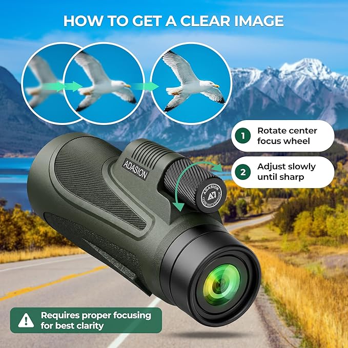 12x56 HD Monocular Telescope High Powered for Adults with Smartphone Adapter, High Powered Monocular Scope with Clear Low Light Vision for Star Watching, Bird Watching, Hiking, Concert