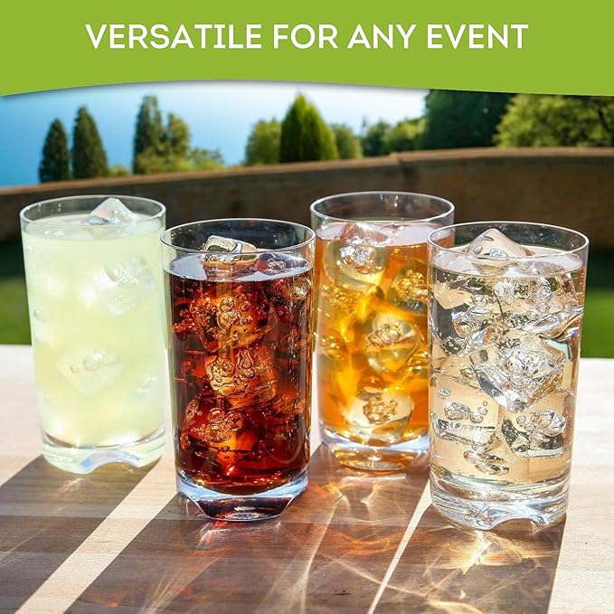 Lily's Home Unbreakable Highball Tumblers, Made of Shatterproof Tritan Plastic and Ideal for Indoor and Outdoor Use, Reusable (14oz each, Set of 4)