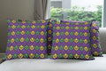 Ambesonne Mardi Gras Decorative Throw Pillow Case Pack of 4, Antique Old Fashioned Motifs in Mardi Gras Holiday Colors Tile Pattern, Cushion Cover for Couch Living Room Car, 18", Yellow Purple