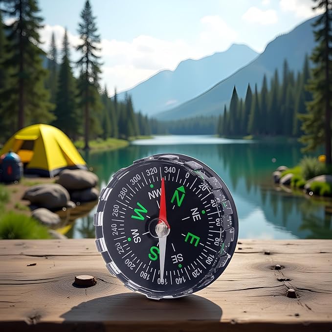 Mini Compass for Outdoor Navigation - Portable Liquid Survival Tool for Travel, Hiking, Camping and Backpacking - Clever Design, 4.5cm Diameter, Ideal for Boating and Navigation, Compasses