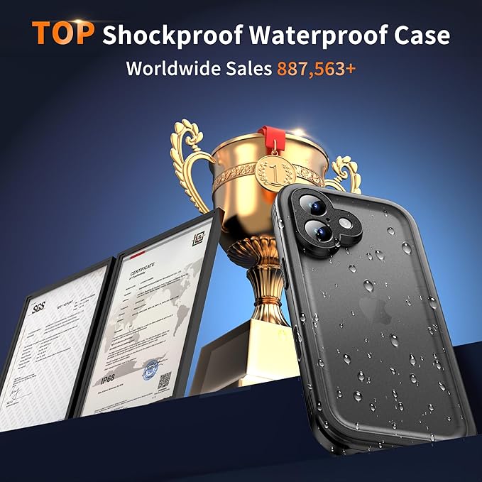 Cozycase TOP Waterproof Case for iPhone 17 - Military Heavy Duty 360 Shockproof Full Body with Screen Camera Protector Double IP68 Water Dust Drop Proof Hard Rugged Tough Bumper Front Back Slim Cover