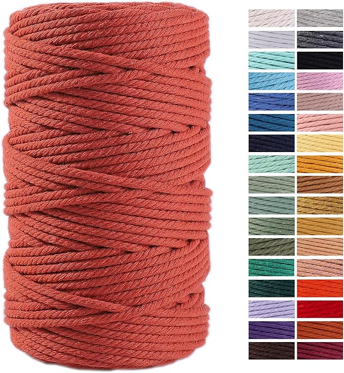 Rust Red Macrame Cord 4mm x 109Yards,Colored Cotton Rope Craft Cord Colorful Cotton Cord Twine for Wall Hanging Plant Hangers Crafts Knitting Decorative Projects