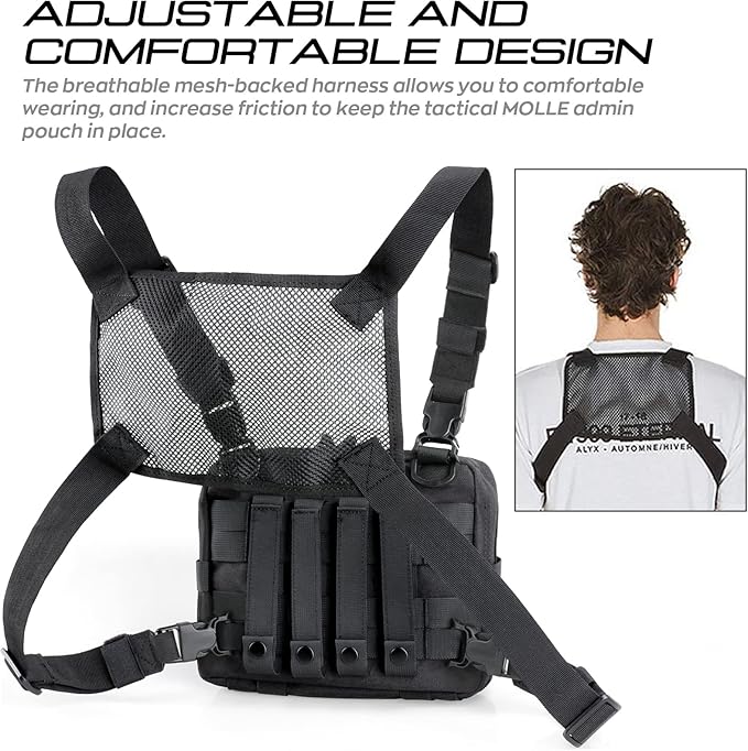 WYNEX Tactical Molle Admin Pouch of Double Layer Design, Admin Pouches Molle Attachment Military Medical EMT Organizer with Map Pocket EDC EMT Pack IFAK Tool Holder Universal U.S.A Patch Included