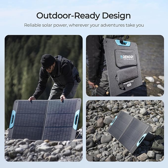 Renogy 100 Watt Solar Panel, N-Type 100W Portable Solar Panels w/Kickstands, Foladable 25% High Efficiency Solar Charger for Power Station, USB-A&Type-C Output, for Camping, RV, SUV, Off-Grid Outdoor
