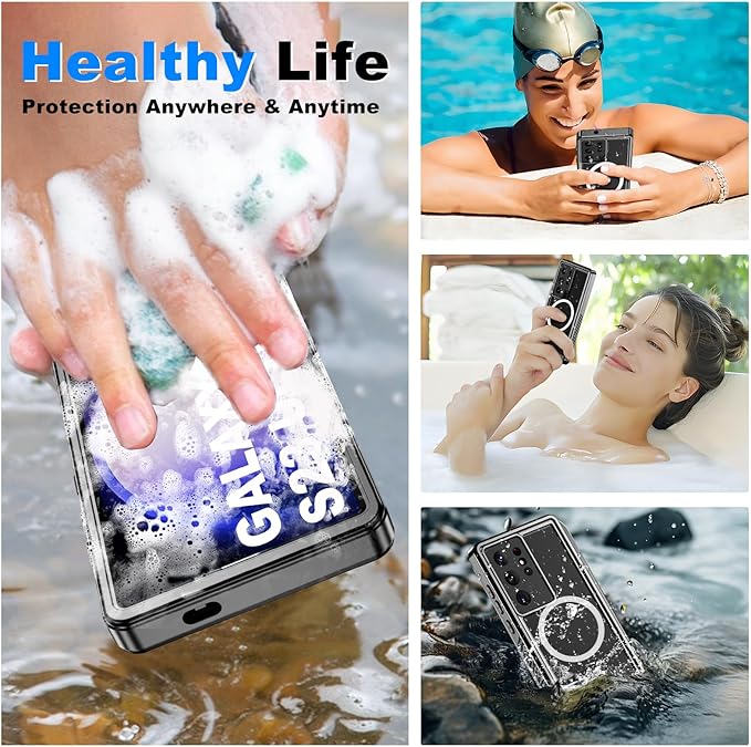 for Samsung Galaxy S23 Ultra Waterproof Case with Magsafe, Built-in Magnetic & Screen Protector, IP68 Certified Full Body Shockproof, for Water Sports Underwater Photography, 6.8" Black