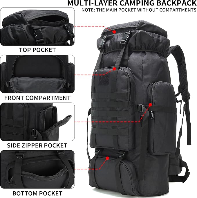 Hiking Backpack for Men 70L/100L Camping Backpack Military Rucksack Molle 3 Days Assault Pack for Climbing | Camping Backpack, 3 Days Assault Pack, for Climbing
