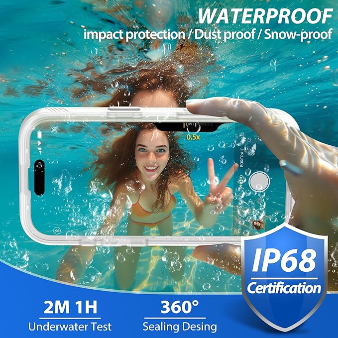 SPORTLINK for iPhone 17 Case - IP68 Waterproof Military Protective Full Body Heavy Duty Shockproof 360 Sealed Dustproof with Camera Screen Protector Phone Cover for iPhone 17 6.3" Mag/Frosted Clear