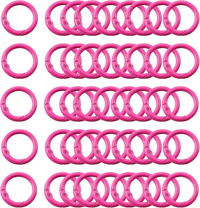 Carabiner Clip 48Pcs Rose Metal Key Ring Clip Circle Keychain Rings Bulk Spring O Ring Round Cute Carabiner Spring Snap Hook Key Chain Clips for DIY Keychain Bag Charm Handbag Purse Dog