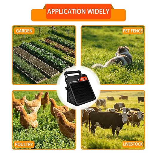 20 Mile Solar Electric Fence Charger, 0.4J Output Solar Fence Kit 10.2 KV Max Voltage, 12V/4.5Ah Battery, Portable Solar Fence Energizer for Livestock & Garden Protection, Includes Alligator Clip