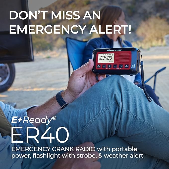 Midland ER40 Emergency Crank Weather Alert Radio w/Flashlight