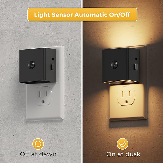 L LOHAS LED Motion Sensor Night Light,[4-Pack] Plug in Night Light with Dusk to Dawn Sensor,Brightness Adjustable,3000K Soft White Nightlight for Bathroom Hallway Kitchen