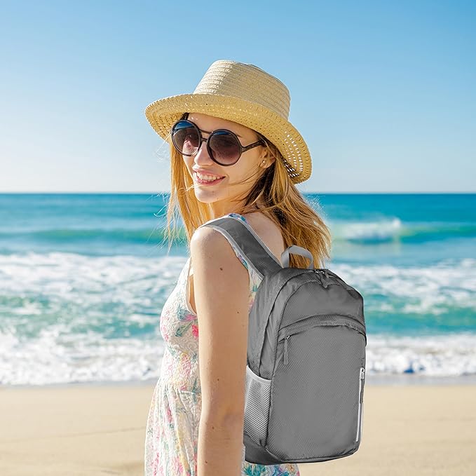 Waterproof Foldable Backpack Dry Storage Lightweight Daypack 35L Outdoor Backpack for Beach Men Women Grey