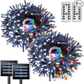 JMEXSUSS 2 Pack Solar String Lights Outdoor Waterproof, Total 66 FT 200 LED Solar Christmas Lights Outdoor, Twinkle Light for Christmas Tree Outside Garden Yard Xmas Decor, White to Multicolor