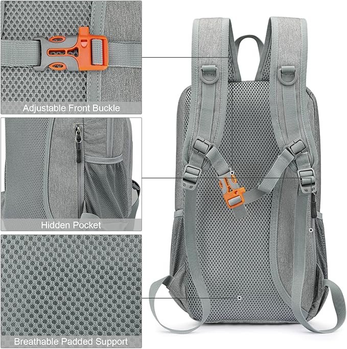 G4Free Mini 10L Hiking Daypack Small Hiking Backpack Cycling Compact Shoulder Backpack Outdoor for Men Women(Light Grey)