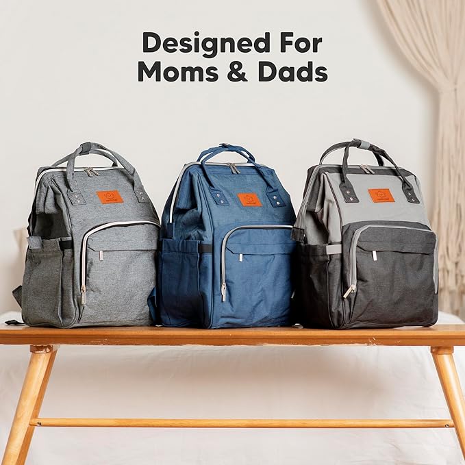 KeaBabies Baby Diaper Bag Backpack - Large Baby Bag for Boys, Girls, Waterproof Multi Function Travel Diaper Backpack with Changing Pad, Durable Travel Essentials for Moms and Dads (Classic Gray)