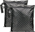 Bumkins Roamio - Waterproof Wet Bag - For Baby, Travel, Swim Suit, Cloth Diapers, Pump Parts, Pool, Gym, Toiletry, Strap to Stroller - Reusable & Easy to Clean - 2pk - Black Check