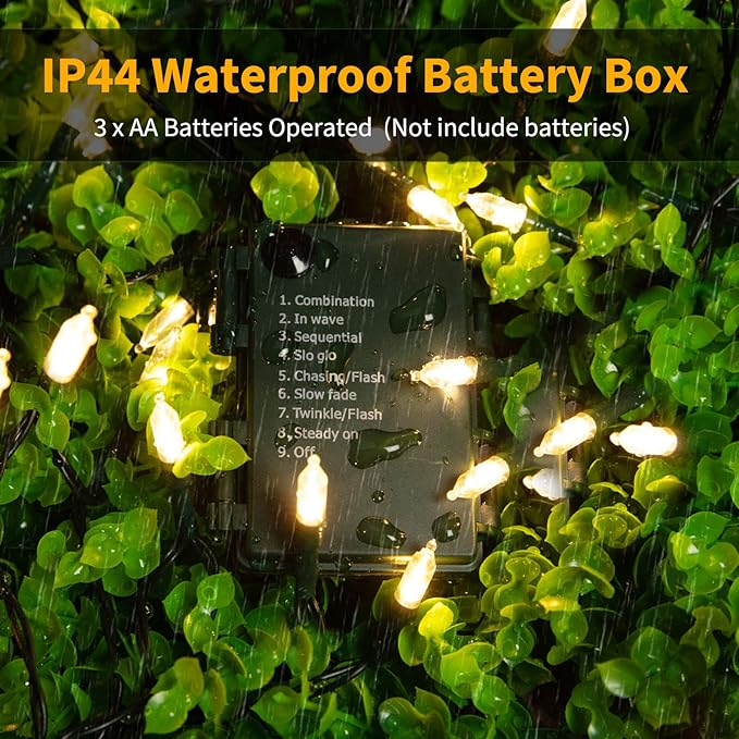 Brightown Battery Operated Christmas Lights 4 Pack 18 Feet 50 LED Clear Mini String Lights with 8 Modes Waterproof Tree Lights for Xmas Outdoor Indoor Holiday Party Garden Decor, Warm White