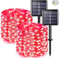 JMEXSUSS 2 Pack Red Solar Lights Outdoor Waterproof, Each 33FT 100 LED Red Christmas Lights, Solar Fairy String Light for Outside Tree Party Patio Christmas Valentines Decorations