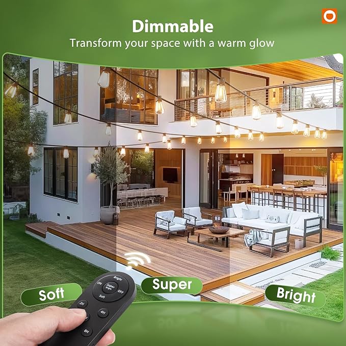 addlon 198(192+6) FT Solar String Lights Outdoor Waterproof with Remote, 96+8 LED Shatterproof Bulbs, Dimmable & Timable, Solar Lights Outdoor, Patio Lights for Garden,Backyard,Party,Camping Decor