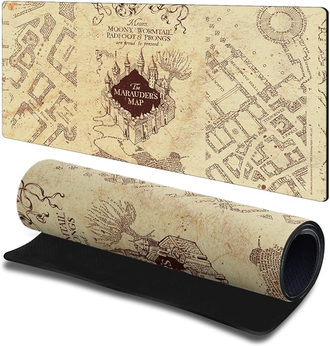 Head Case Designs Officially Licensed Harry Potter The Marauder's Map Graphics 23.62 x 11.81 x 0.12 inches (600 x 300 mm) - L Gaming Office Desk PC Keyboard Mouse Mat Pad