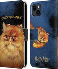 Head Case Designs Officially Licensed Harry Potter Crookshanks Prisoner of Azkaban II Leather Wallet Case Compatible with Apple iPhone 15 Plus