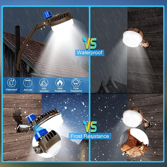 ledmo 120W LED Barn Light Dusk to Dawn Adjustable Angle with Mountiong Arms 18000LM Outdoor Lighting Yard Light with Photocell 5000K Brightset IP65 Waterproof Security Flood Lights