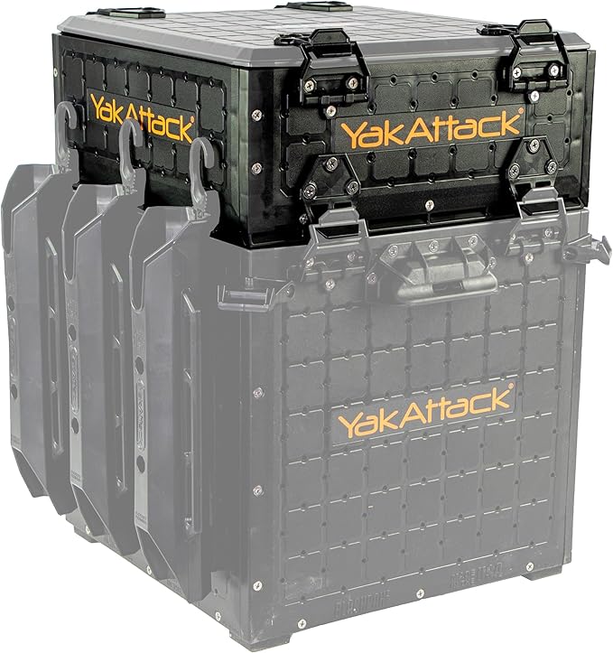 YakAttack ShortStak Upgrade Kit for BlackPak Pro | 13" x 13" – Black | Stackable Kayak Crate Add-On with GridLoc Panels, Hinges & Latches | Not Standalone | Made in USA