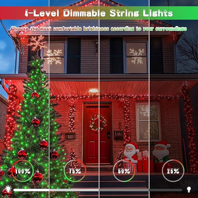 JMEXSUSS 2 Pack Solar String Lights Outdoor Waterproof, Total 66 FT 200 LED Solar Christmas Lights Outdoor, Twinkle Light for Christmas Tree Outside Garden Yard Xmas Decor, Red to Green