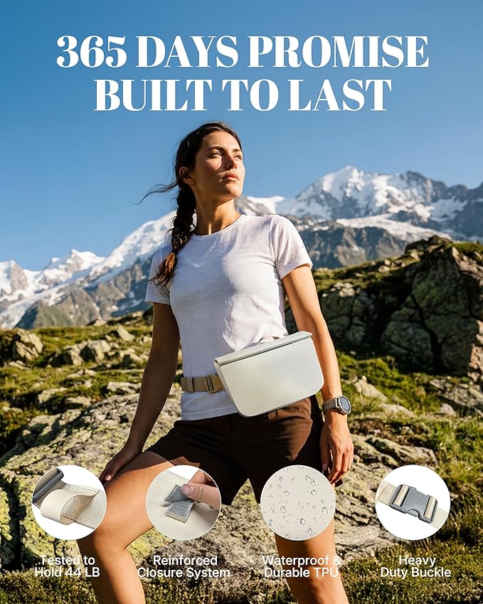 niphean IPX7 Waterproof Fanny Pack with Magnetic One-Hand Closure, Durable Waterproof Dry Bag, for Kayaking, Paddle Boarding, Beach Cruise Essentials, 2.5L Phone Pouch Dry Bags for Men Women, White