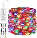 HXWEIYE Rechargeable Fairy Lights with Remote & DIY Timer, 33ft 100LED Battery Operated Twinkle String Lights, 8 Modes Decor Light for Bedroom Indoor Wedding Dorm Christmas Tree Party (Multicolor)