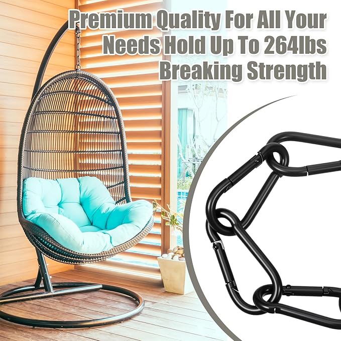 6 Pack Black Carabiner Clip, 2.36 Inch Heavy Duty Carabiner Clip Spring Snap Hook, Iron Heavy Duty Caribeaners for Key, Small Caribeener Clips for Outdoor Camping, Swing Set, Hammock, Hiking Travel