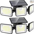 2 Pack 180 LED Solar Flood Light Outdoor,Motion Sensor Outdoor Lights,IP65 Waterproof,3 Adjustable Heads Outdoor Solar Lights,Solar Lights for Outside Fence Driveway Walkway