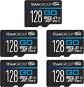 TEAMGROUP GO Card 128GB x 5 Pack MicroSDXC UHS-I U3 V30 4K for Action Cameras & Drone High Speed Flash Memory Card with Adapter for Outdoor Sports&Vlog, 4K Shooting,GoPro&Insta360&DJI TGUSDX128GU363