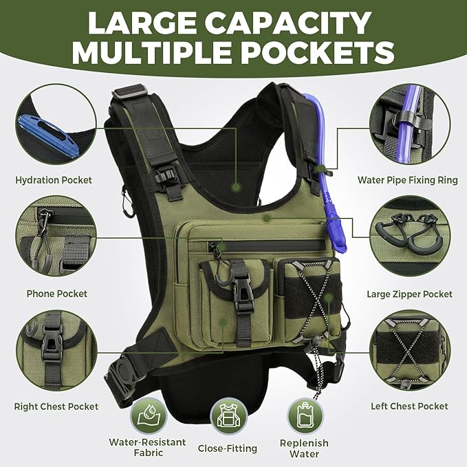 Criuage USA Original Patent Running Hydration Vest Backpack, Lightweight Chest Pack with 2.0L Water Bladder Bag Daypack for Hiking Running Cycling Race Marathon for Women Men