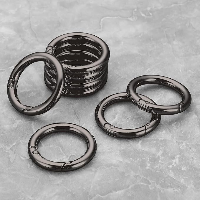 Gkeygo Key Ring Clip, 1 Inch Keychain Rings, 8 Pack Round Carabiner Clip for Keys, Buckle, Bags, Purses - Key Chain Hooks Replacement Keychains Lanyard DIY Crafts, Gunmetal