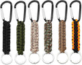 6 Pcs Paracord Keychains with Carabiner, Braided Lanyard Hook Clip for Keys, Camping, Hiking, Backpack, Knife, Flashlight - 6 Vibrant Colors
