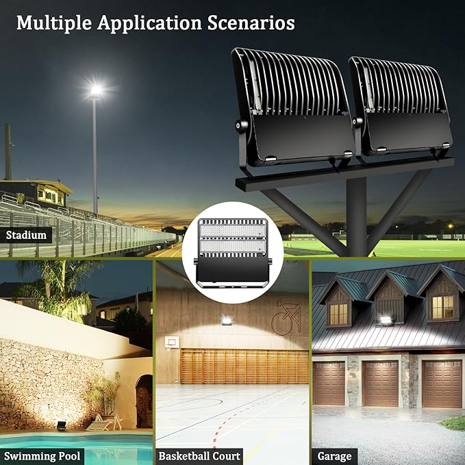 36000LM LED Stadium Flood Light Commercial 1500W Equivalent LED Arena Lighting Wall Mount Floodlights Outdoor 5500K 85-277V Waterproof 240W Shoebox Fixture for Court,Street,Yard 3 Pack