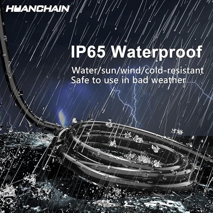 HUANCHAIN 10 FT 2 Pack Outdoor Extension Cord Waterproof, 16/3 Gauge 3 Prong Black Extension Cord Outside, 13A 1625W 16AWG SJTW, Flexible Cold-Resistant Appliance Electric Cable, ETL