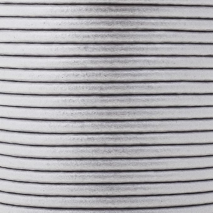 Mandala Crafts Round Genuine Silver Leather Cord for Jewelry Making – 1mm Cowhide Leather Rope String Lace for Kumihimo – 20 Yards Cowhide Craft Cording Spool