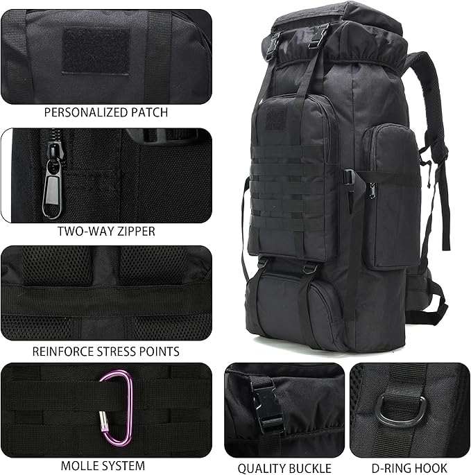 Hiking Backpack for Men 70L/100L Camping Backpack Military Rucksack Molle 3 Days Assault Pack for Climbing | Camping Backpack, 3 Days Assault Pack, for Climbing