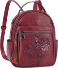 Mini Backpack Purse for Women,Embossed Vegan Leather Small Backpack Fashion Backpacks Daypacks Shoulder Handbag (Red)