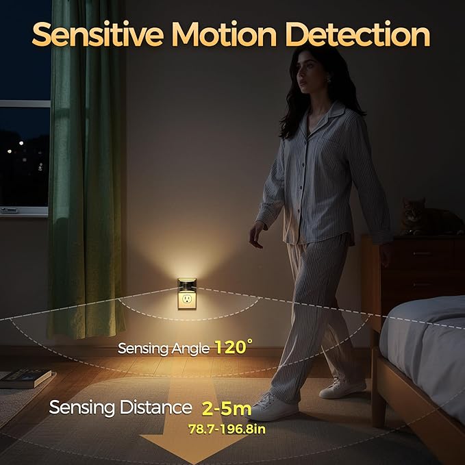 DORESshop LED Night Light[4 Pack], Night Lights Plug into Wall, 3 Color Temperatures Plug in Night Light with Motion Sensor, Dusk to Dawn Sensor, Nightlights for Adults, Bedroom, 3CCT
