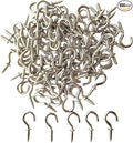 Set of 100 Nickel Plated Metallic Silver Cup Hooks Small Hooks, 1/2 Inch Delicate Size, Threaded Ceiling Hooks, Plant Hooks, Kitchen, and More Multi-Purpose in One.